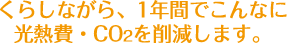 くらしながら、1年間でこんなに光熱費・CO2を削減します。